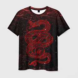 Мужская футболка Красная Змея Red Snake Глитч