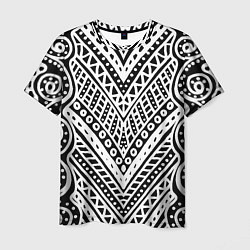 Мужская футболка Абстракция черно-белая Волны, полосы, вензеля Моно