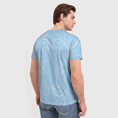 Мужская футболка Вязаный светлый узор, абстракция Нежный голубой цв / 3D-принт – фото 4