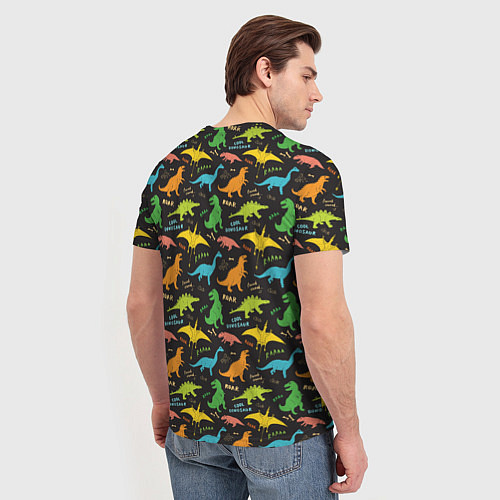 Мужская футболка Разноцветные Динозавры / 3D-принт – фото 4