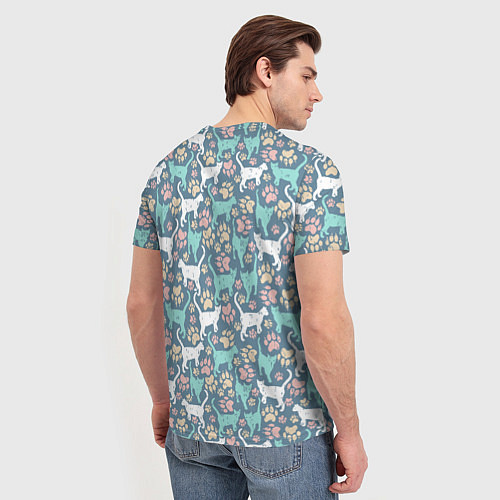Мужская футболка Кошки и следы от лап / 3D-принт – фото 4