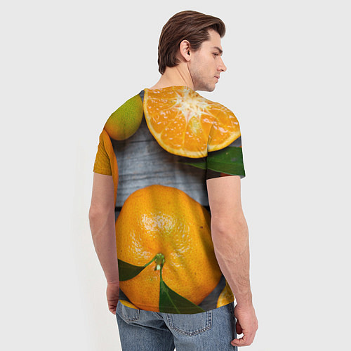 Мужская футболка Мандаринки на деревянном столе / 3D-принт – фото 4