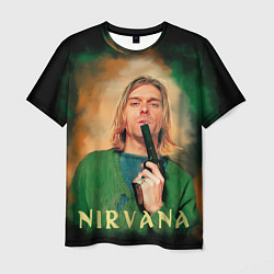 Мужская футболка Nirvana - Kurt Cobain with a gun