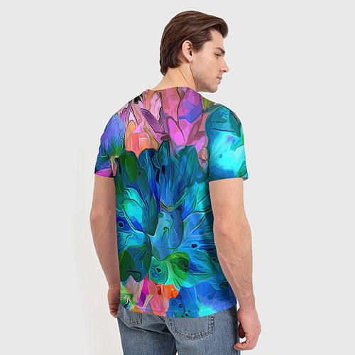 Мужская футболка Красочный цветочный паттерн / 3D-принт – фото 4