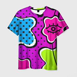 Мужская футболка Яркий абстрактный узор в стиле 90х, неоновые цвета