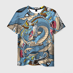 Футболка мужская Синий дракон-монст, цвет: 3D-принт