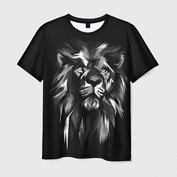 Мужская футболка Голова льва в черно-белом изображении
