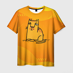 Мужская футболка Рисованный желтый кот