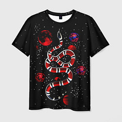 Мужская футболка Змея в Красном Космосе Space Snake