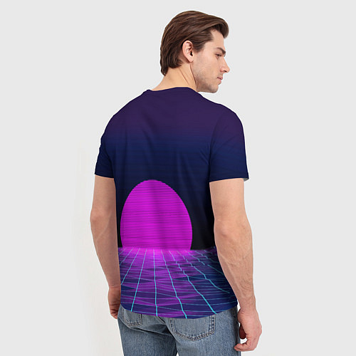 Мужская футболка Закат розового солнца Vaporwave Психоделика / 3D-принт – фото 4