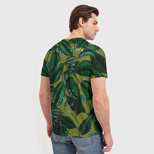 Мужская футболка Цветы Тёмная Листва / 3D-принт – фото 4