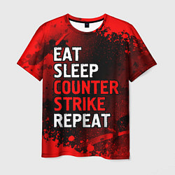 Футболка мужская Eat Sleep Counter Strike Repeat Брызги, цвет: 3D-принт
