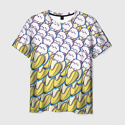 Футболка мужская Котики и бананы Паттерн Лето, цвет: 3D-принт