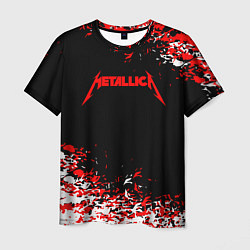 Мужская футболка Metallica текстура белая красная