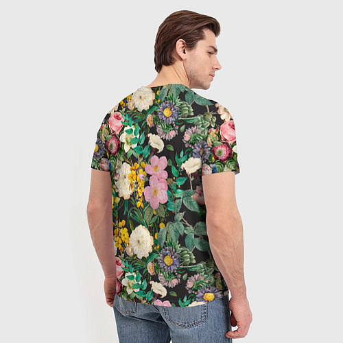 Мужская футболка Паттерн из летних цветов Summer Flowers Pattern / 3D-принт – фото 4