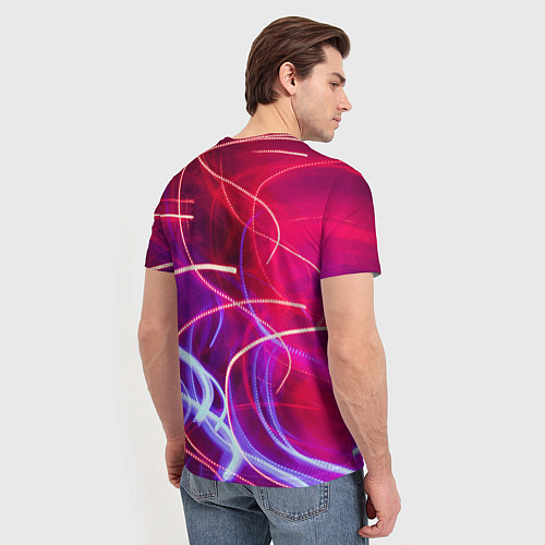 Мужская футболка Неоновые огни Абстракция / 3D-принт – фото 4