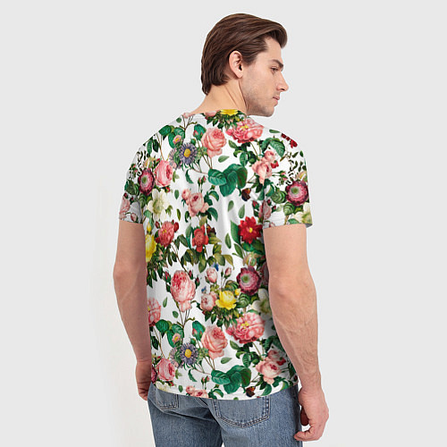 Мужская футболка Узор из летних роз Summer Roses Pattern / 3D-принт – фото 4