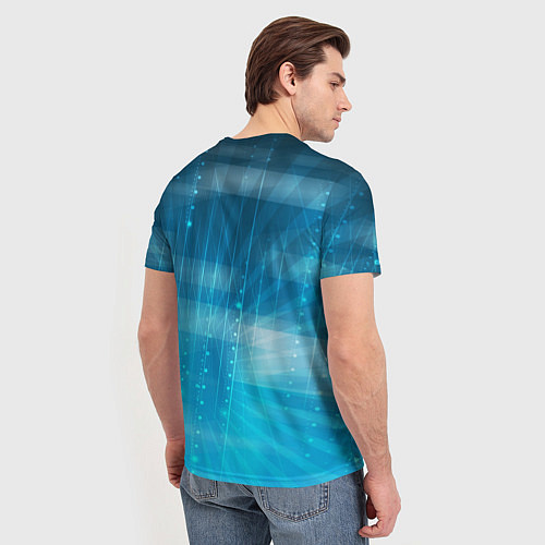 Мужская футболка Линии на голубом фоне / 3D-принт – фото 4