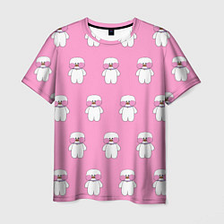 Мужская футболка ЛАЛАФАНФАН на розовом фоне