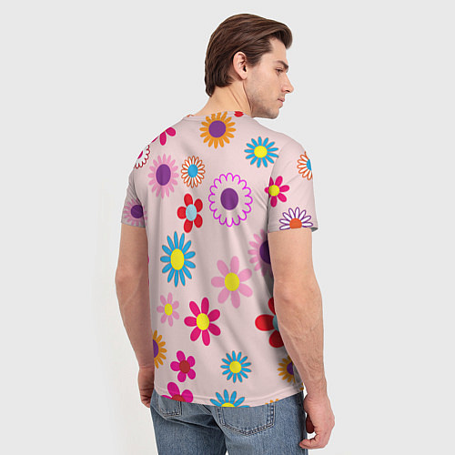 Мужская футболка Мультяшные цветочки / 3D-принт – фото 4