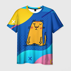 Футболка мужская Спокойный кот Йога, цвет: 3D-принт