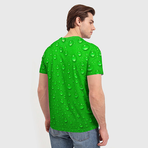 Мужская футболка Зеленый фон с росой / 3D-принт – фото 4