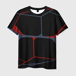 Футболка мужская Геометрические линии сине-красные, цвет: 3D-принт