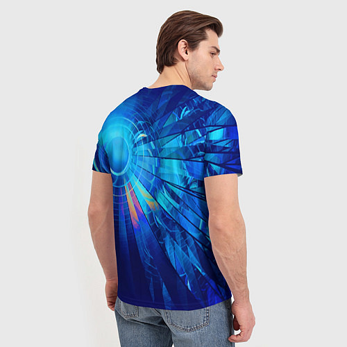 Мужская футболка Неоновый фрактальный хвост кометы Абстракция Neon / 3D-принт – фото 4