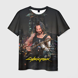 Мужская футболка Johnny в гитарой Джонни Cyberpunk2077