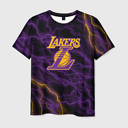Футболка мужская Лейкерс Lakers яркие молнии, цвет: 3D-принт