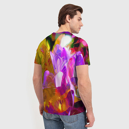 Мужская футболка Красочный цветочный узор Лето Colorful Floral Patt / 3D-принт – фото 4