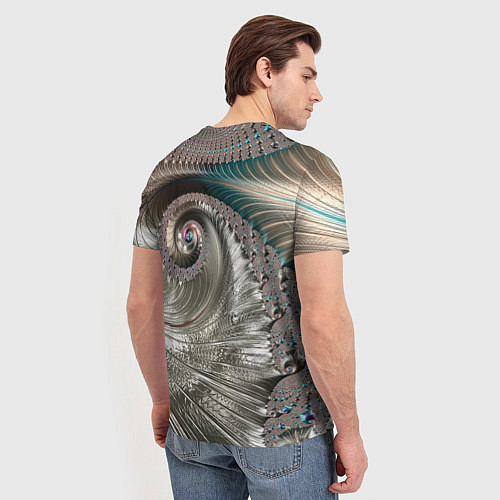 Мужская футболка Fractal pattern Spiral Серебристый фрактал спираль / 3D-принт – фото 4