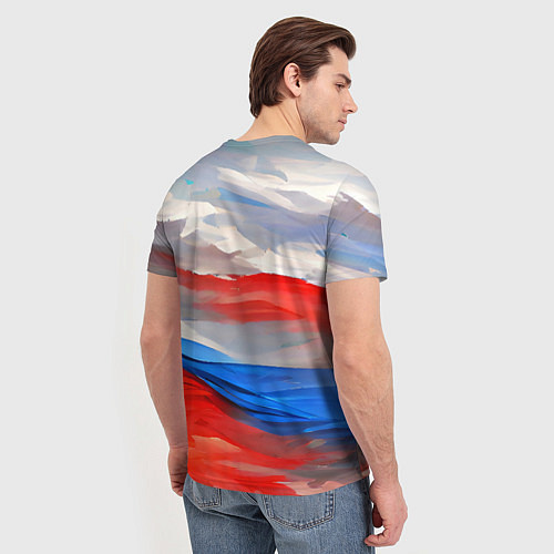 Мужская футболка Флаг России в красках / 3D-принт – фото 4