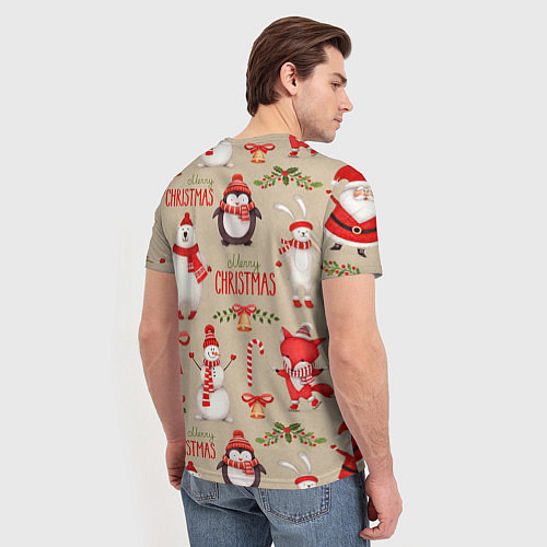 Мужская футболка СЧАСТЛИВОГО РОЖДЕСТВА MERRY CHRISTMAS / 3D-принт – фото 4