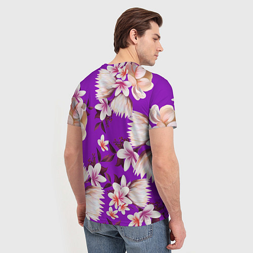 Мужская футболка Цветы Фиолетовый Цветок / 3D-принт – фото 4