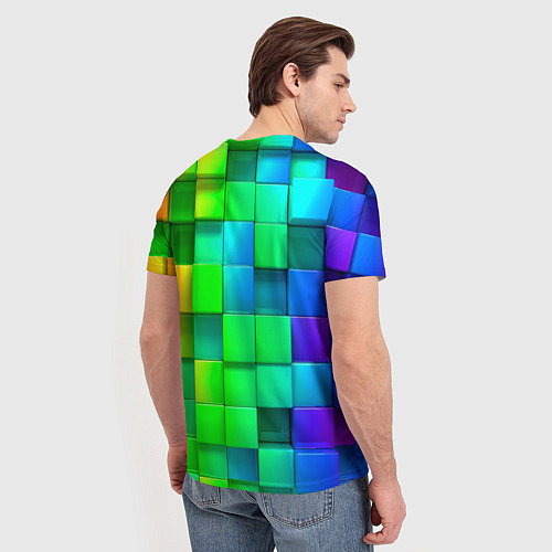 Мужская футболка РАЗНОЦВЕТНЫЕ КУБИКИ MULTICOLORED CUBES / 3D-принт – фото 4