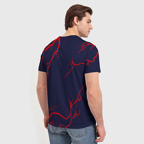 Мужская футболка Символ AUDI на фоне грозы / 3D-принт – фото 4