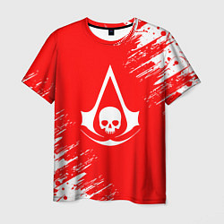 Мужская футболка Assassins creed череп красные брызги