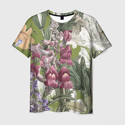 Мужская футболка Цветы Ностальгический Весенний Узор