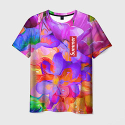 Мужская футболка Красочный цветочный паттерн Лето Colorful Floral P