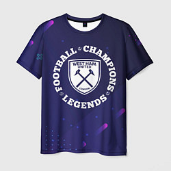 Мужская футболка Символ West Ham и круглая надпись Football Legends
