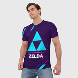 Футболка мужская Символ Zelda в неоновых цветах на темном фоне, цвет: 3D-принт — фото 2