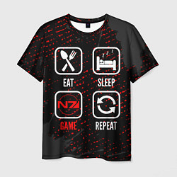 Мужская футболка Eat, Sleep, Mass Effect, Repeat