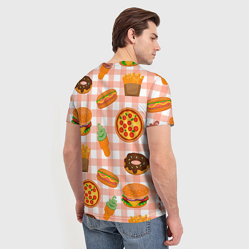 Мужская футболка PIZZA DONUT BURGER FRIES ICE CREAM pattern / 3D-принт – фото 4