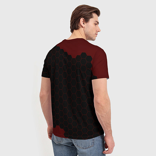 Мужская футболка Символ Doom и краска вокруг на темном фоне / 3D-принт – фото 4