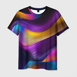 Мужская футболка Абстрактная волновая композиция Неоновые полосы Ab