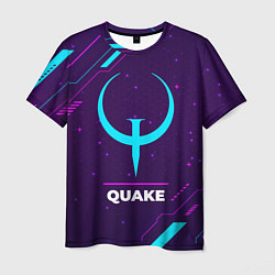 Мужская футболка Символ Quake в неоновых цветах на темном фоне