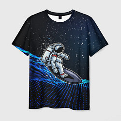 Мужская футболка Космонавт на серфинге