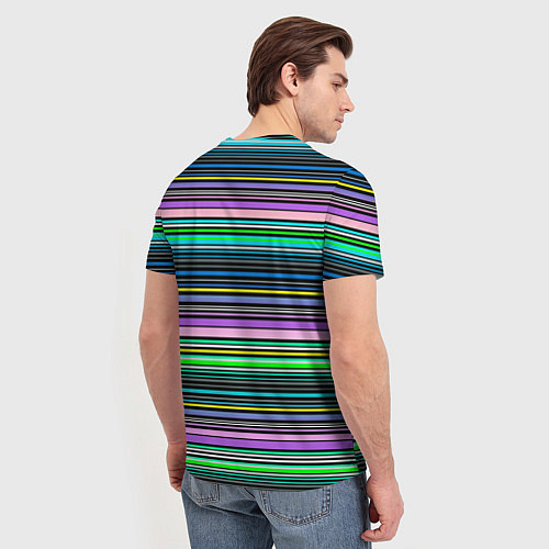 Мужская футболка Яркие неоновые тонкие полосы / 3D-принт – фото 4