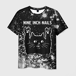 Футболка мужская Группа Nine Inch Nails и Рок Кот, цвет: 3D-принт